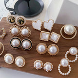 Simulated Pearl Big Round Clip Earrings Baroque Pearl Ear Clips Women Jewelry