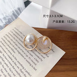 Simulated Pearl Big Round Clip Earrings Baroque Pearl Ear Clips Women Jewelry