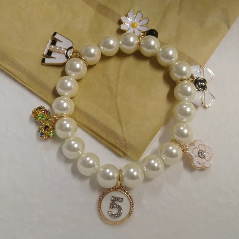 Elastic Glass Pearl Bead Bracelet Jewelry Women