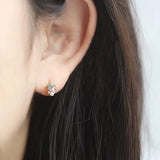 French Freshwater Pearl Round Crystal Earrings 925 Sterling Silver 14K Plated
