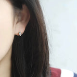 French Freshwater Pearl Round Crystal Earrings 925 Sterling Silver 14K Plated