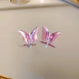 Temperament Butterfly Earrings 925 Silver Zircon Studs