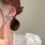 Temperament Butterfly Earrings 925 Silver Zircon Studs