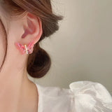 Temperament Butterfly Earrings 925 Silver Zircon Studs