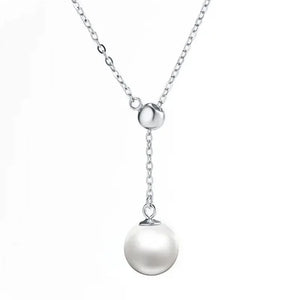 Adjustable Tassel Pearls Pendant Necklace Women 925 Sterling Silver