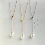 Adjustable Tassel Pearls Pendant Necklace Women 925 Sterling Silver