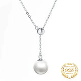 Adjustable Tassel Pearls Pendant Necklace Women 925 Sterling Silver