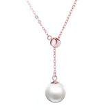 Adjustable Tassel Pearls Pendant Necklace Women 925 Sterling Silver