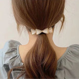 Opal Alloy Hairpin Spring Clips Double Layers Bowknot Hair Barrette