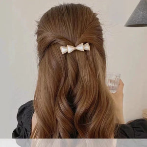 Opal Alloy Hairpin Spring Clips Double Layers Bowknot Hair Barrette