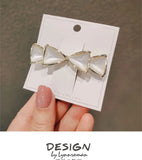 Opal Alloy Hairpin Spring Clips Double Layers Bowknot Hair Barrette