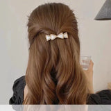 Opal Alloy Hairpin Spring Clips Double Layers Bowknot Hair Barrette
