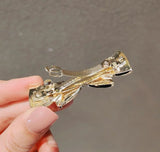 Opal Alloy Hairpin Spring Clips Double Layers Bowknot Hair Barrette