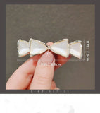 Opal Alloy Hairpin Spring Clips Double Layers Bowknot Hair Barrette