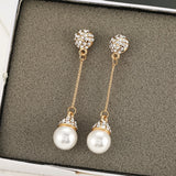 Bridal Tassel Pearl Earrings Rhinestone Ear Clips Wedding Accessories