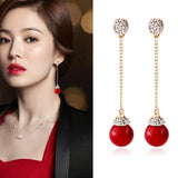 Bridal Tassel Pearl Earrings Rhinestone Ear Clips Wedding Accessories
