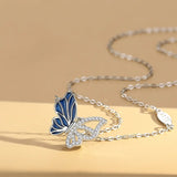 Butterfly Jewelry Set S925 Silver Epoxy Zircon Hollow Clavicle Chain Necklace