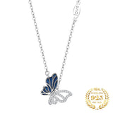 Butterfly Jewelry Set S925 Silver Epoxy Zircon Hollow Clavicle Chain Necklace