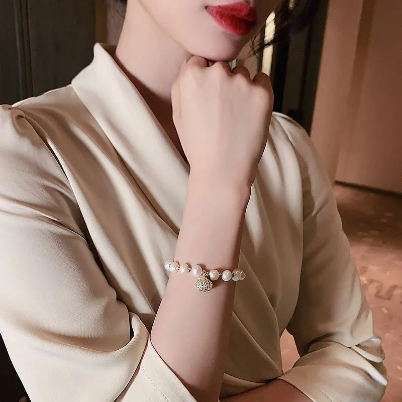 Pearl Bracelets For Women Lucky Cuff Adjustable Bracelet Chain Bangle