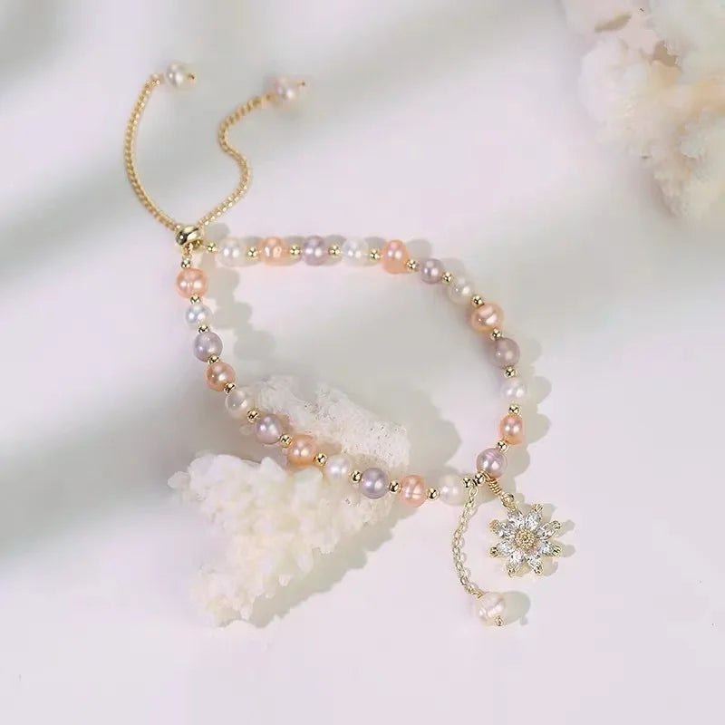 Pearl Bracelets For Women Lucky Cuff Adjustable Bracelet Chain Bangle