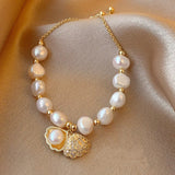 Pearl Bracelets For Women Lucky Cuff Adjustable Bracelet Chain Bangle