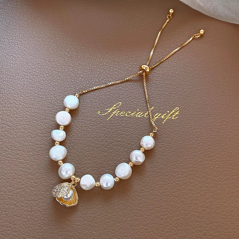 Pearl Bracelets For Women Lucky Cuff Adjustable Bracelet Chain Bangle