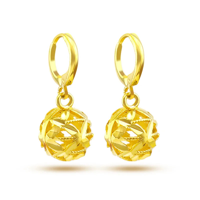 Hollow Ball Shape Clip Earring 14K Jewelry Gift