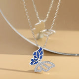 Sterling Silver Foldable Butterfly Necklace & Earrings Set
