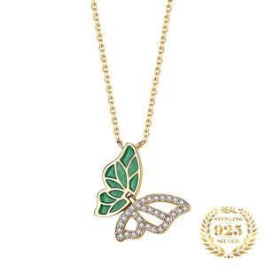 Sterling Silver Foldable Butterfly Necklace & Earrings Set