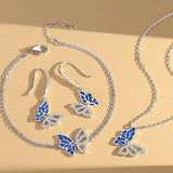 Sterling Silver Foldable Butterfly Necklace & Earrings Set