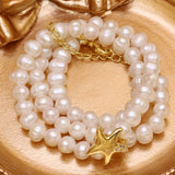 Pearl Beads Necklace Big Rice Round Letter Heart Choker