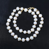Pink Pearl Beads Necklace for Women Big Rice Round Choker Jewelry Charms