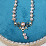 Pink Pearl Beads Necklace for Women Ladies Choker Jewelry