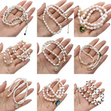 Pearl Beads Necklace Women Ladies Baroque Round Bowknot Pendant Choker Jewelry