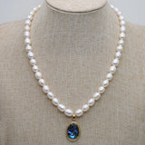 Pearl Beads Necklace Women Ladies Baroque Round Bowknot Pendant Choker Jewelry