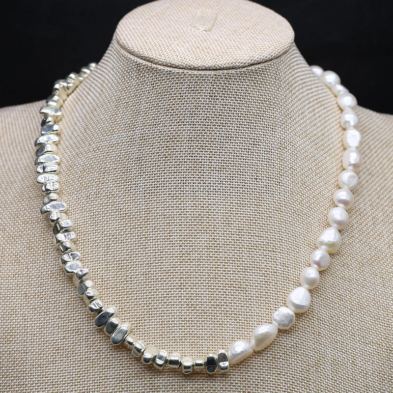 Pearl Beads Necklace Women Ladies Baroque Round Bowknot Pendant Choker Jewelry