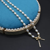 Pearl Beads Necklace Women Ladies Baroque Round Bowknot Pendant Choker Jewelry