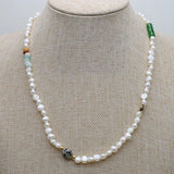 Pearl Beads Necklace Women Ladies Baroque Round Bowknot Pendant Choker Jewelry