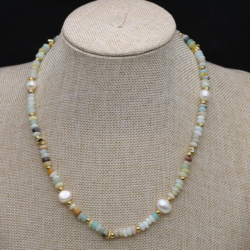Pearl Beads Necklace Irregular Gemstone Choker Jewelry