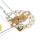 Strawberry Heart Round Pearl Necklace Choker Jewelry Charms