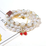 Strawberry Heart Pearl Necklace Choker Jewelry