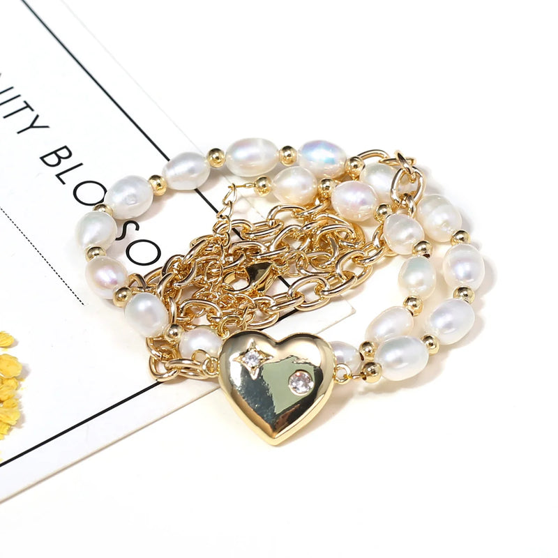 Strawberry Heart Round Pearl Necklace Choker Jewelry Charms