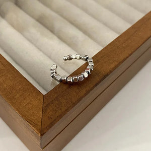 Silver Double Pearl Opening Rings for Women - Birthday Gift