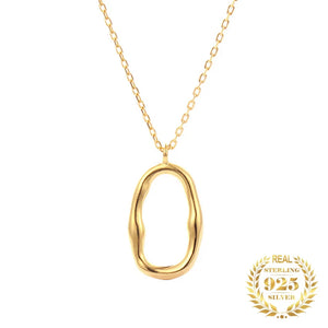 Sterling Silver Circle Pendant Necklace Minimalist Design