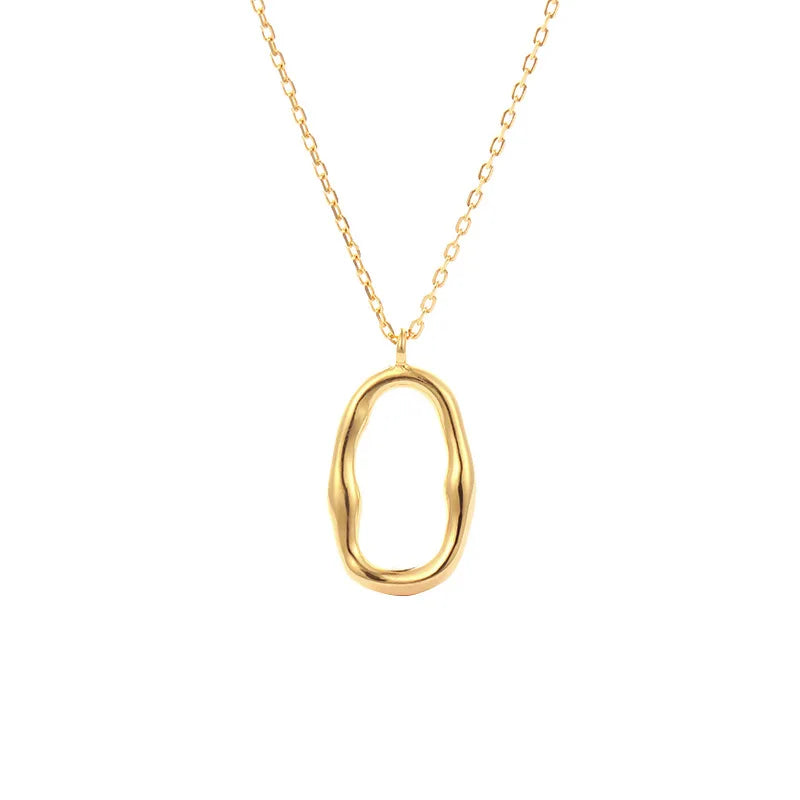 Sterling Silver Circle Pendant Necklace Minimalist Design