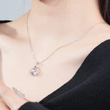 Zircon Butterfly Glaze Necklace 925 Sterling Silver Pendant Chain