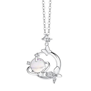 Zircon Butterfly Glaze Necklace 925 Sterling Silver Pendant Chain