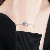 Zircon Butterfly Glaze Necklace 925 Sterling Silver Pendant Chain