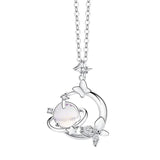 Zircon Butterfly Glaze Necklace 925 Sterling Silver Pendant Chain