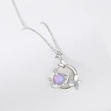 Zircon Butterfly Glaze Necklace 925 Sterling Silver Pendant Chain